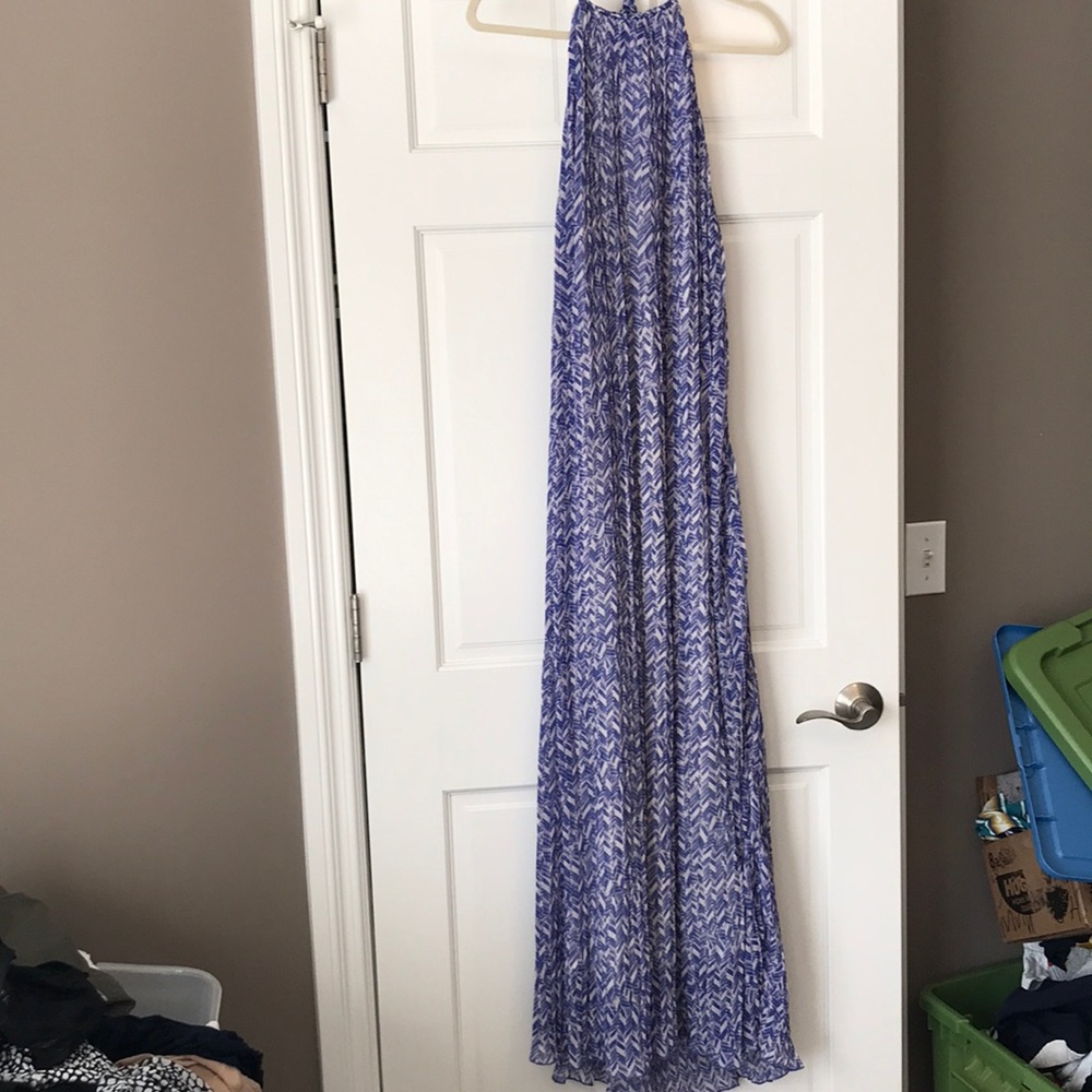 Halterneck pleated maxi dress